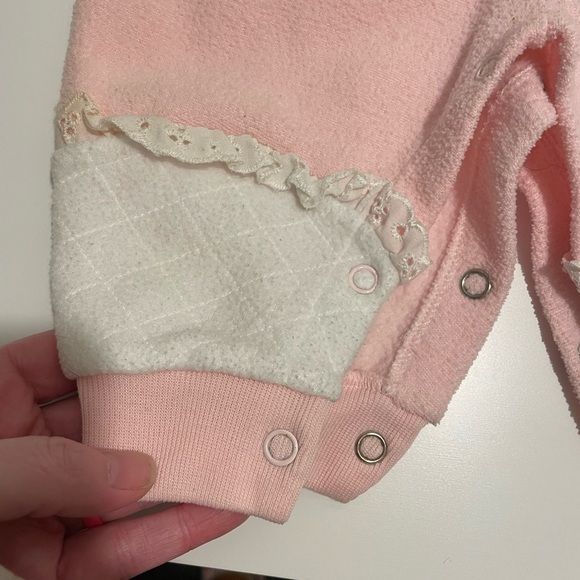 Vintage 80s 90s Childwise Brand Pink One Piece Baby Outfit 3-6 Months Floral - Picture 5 of 5